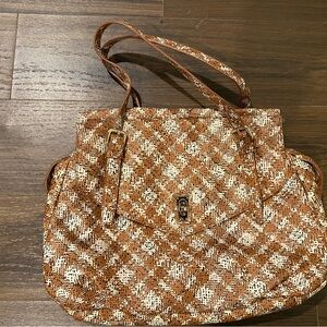Vintage Brown Pattern Shoulder Tote Bag
